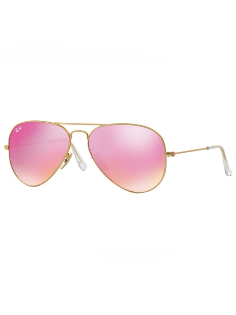 Ray-Ban Gold Aviator Sunglasses with Pink Gradient Lenses